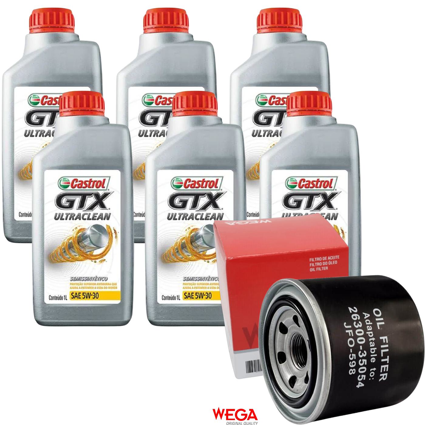 Kit Filtro e 6L Óleo Motor 5W30 GTX - Castrol / Wega - 3435995 / JFO-0598