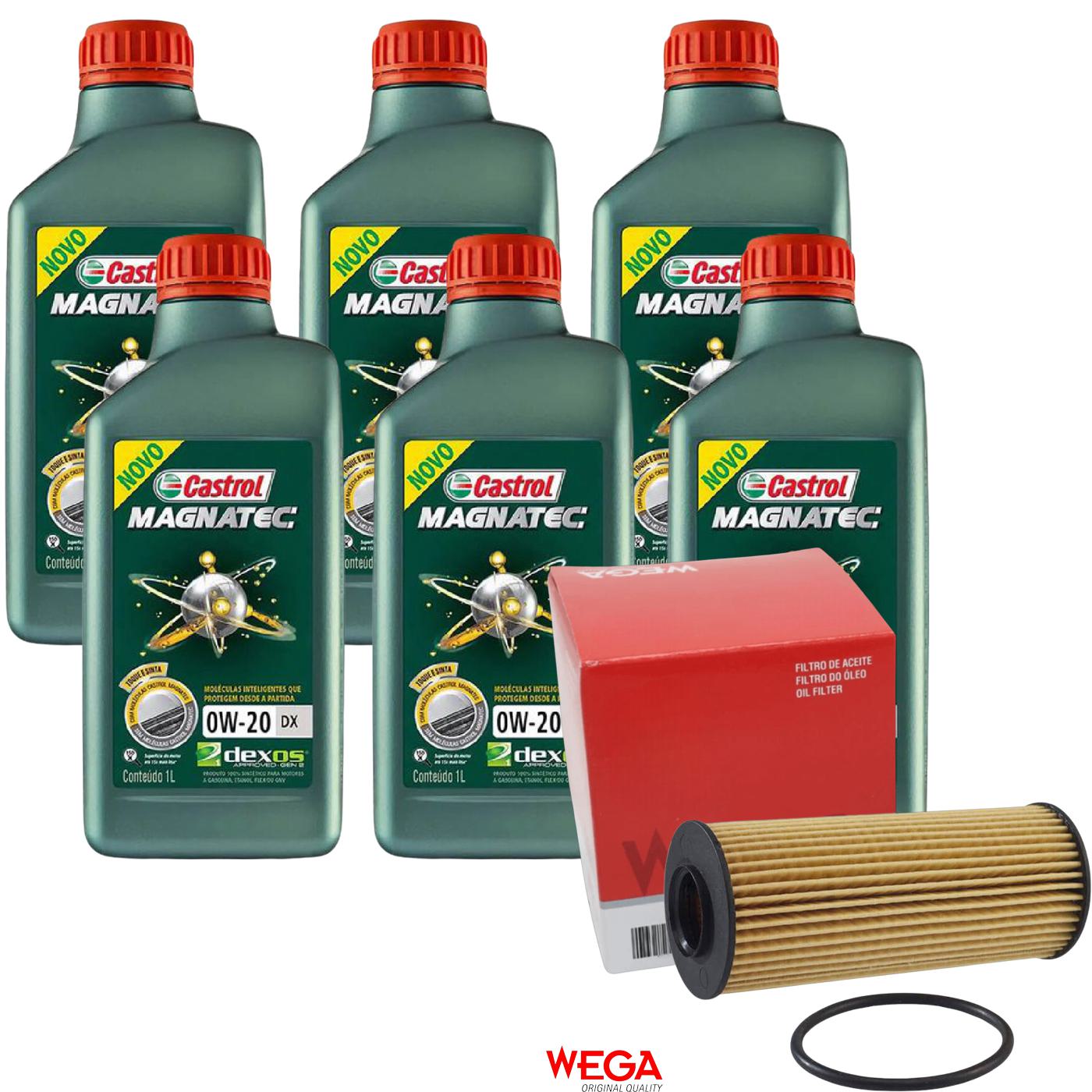 Kit Filtro e 6L Óleo Motor 0W20 Magnatec - Castrol / Wega - 3436147 / WOE-623