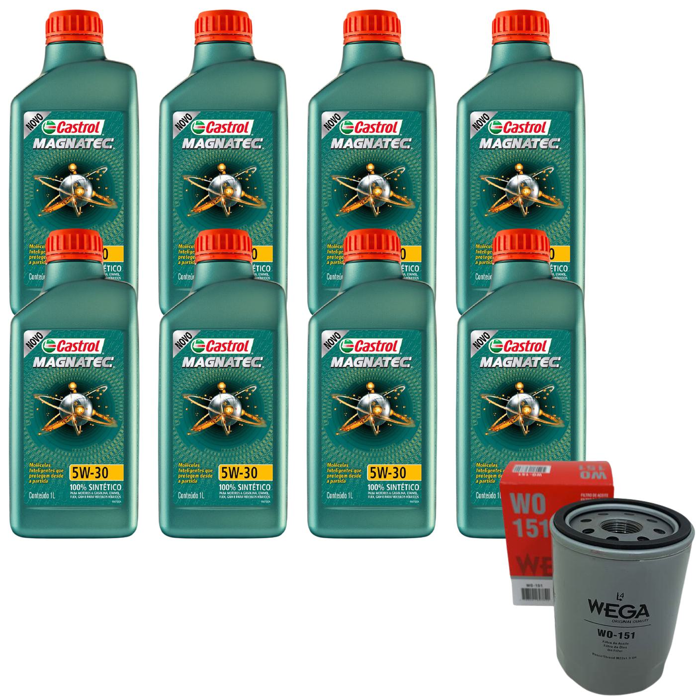 Kit Filtro e 8L Óleo Motor 5W30 Magnatec - Castrol / Wega - 3434565 / WO-151