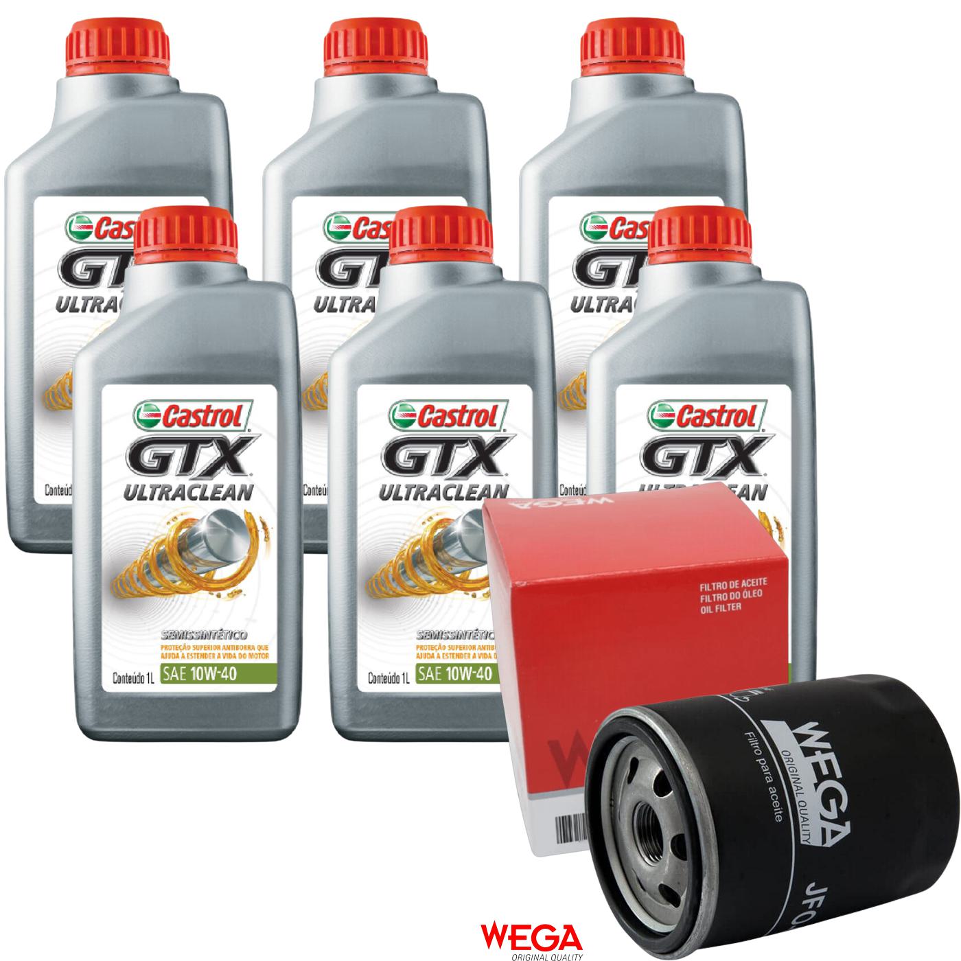 Kit Filtro e 6L Óleo Motor 10W40 GTX - Castrol / Wega - 3436727 / JFO-0215