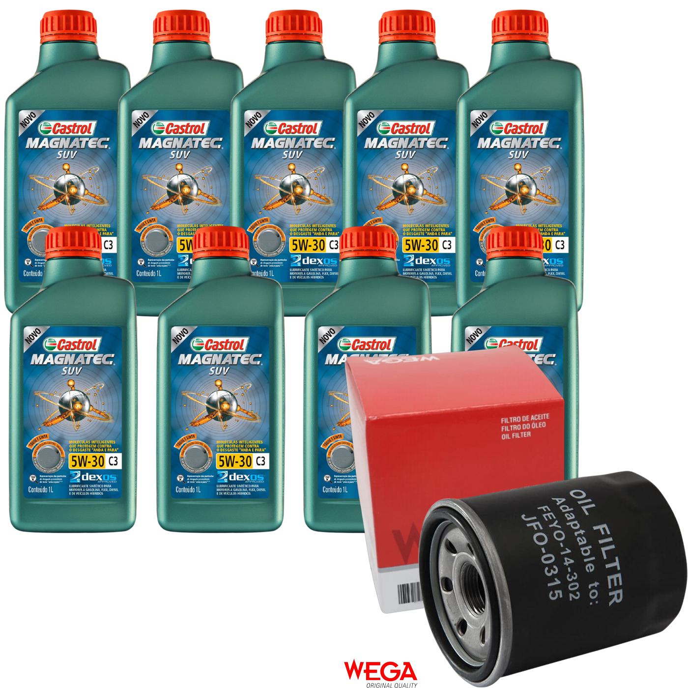 Kit Filtro e 9L Óleo Motor 5W30 Magnatec - Castrol / Wega - 3430831 / JFO-0315