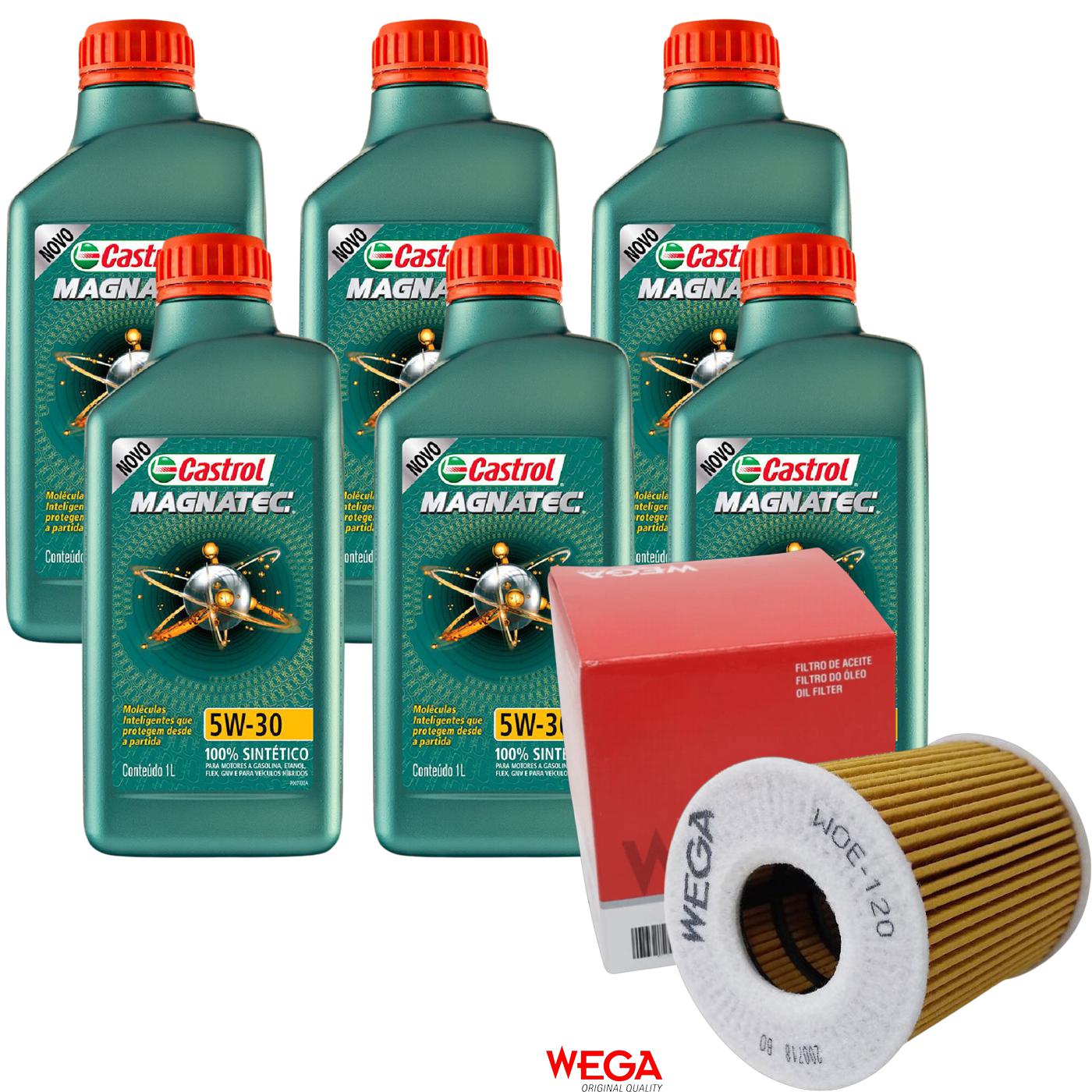 Kit Filtro e 6L Óleo Motor 5W30 Magnatec - Castrol / Wega - 3434565 / WOE-120