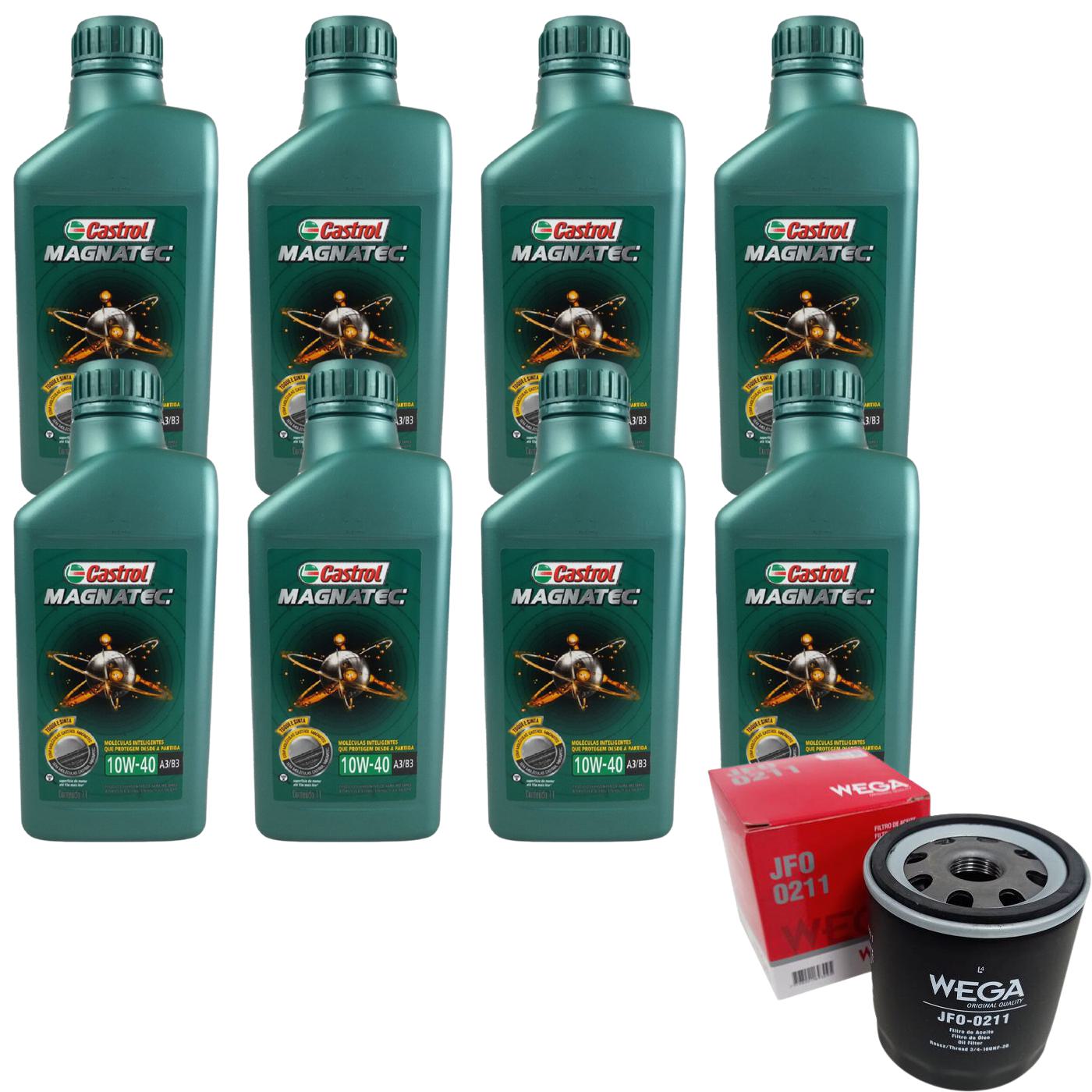 Kit Filtro e 8L Óleo Motor 10W40 Magnatec - Castrol / Wega - 3438392 / JFO-0211