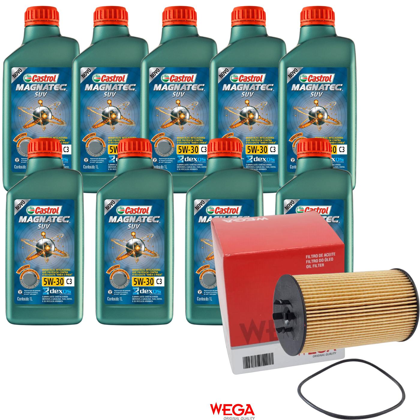 Kit Filtro e 9L Óleo Motor 5W30 Magnatec - Castrol / Wega - 3430831 / WOE-453