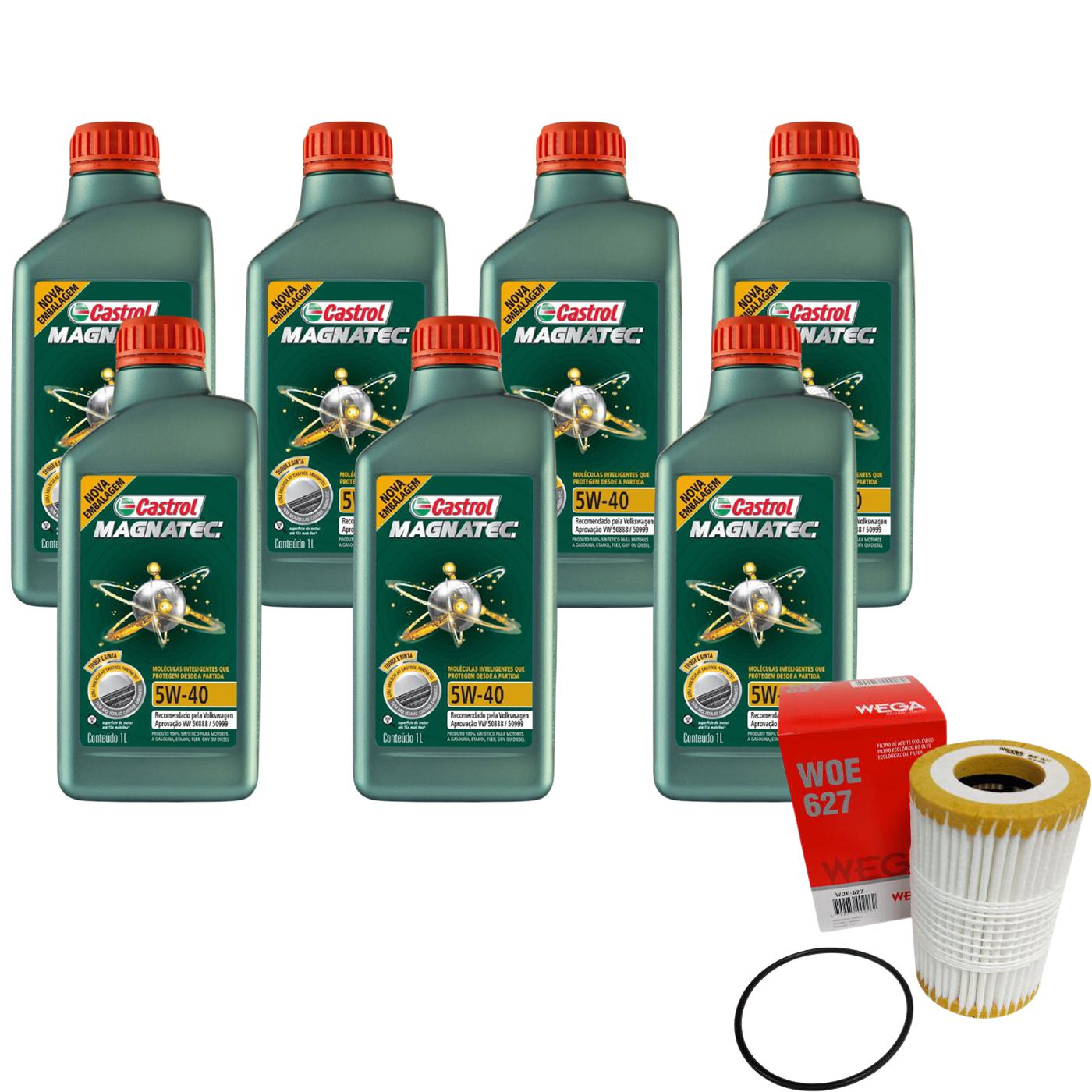 Kit Filtro e 7L Óleo Motor 5W40 Magnatec - Castrol / Wega - 3438139 / WOE-627