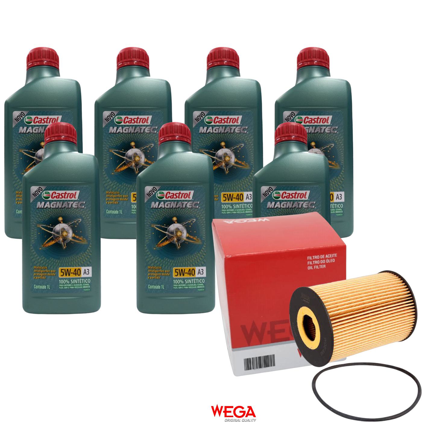 Kit Filtro e 7L Óleo Motor 5W40 Magnatec - Castrol / Wega - 3436621 / WOE-890