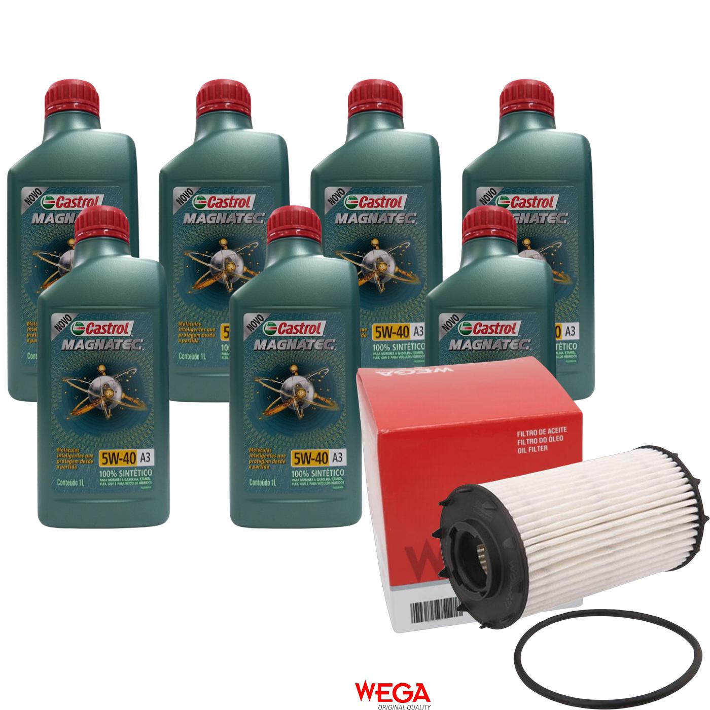 Kit Filtro e 7L Óleo Motor 5W40 Magnatec - Castrol / Wega - 3436621 / WOE-227