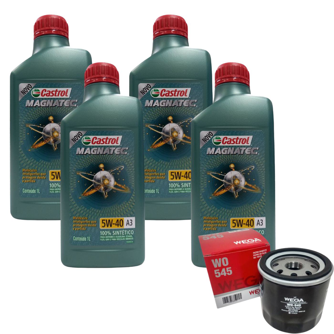 Kit Filtro e 4L Óleo Motor 5W40 Magnatec - Castrol / Wega - 3436621 / WO-545