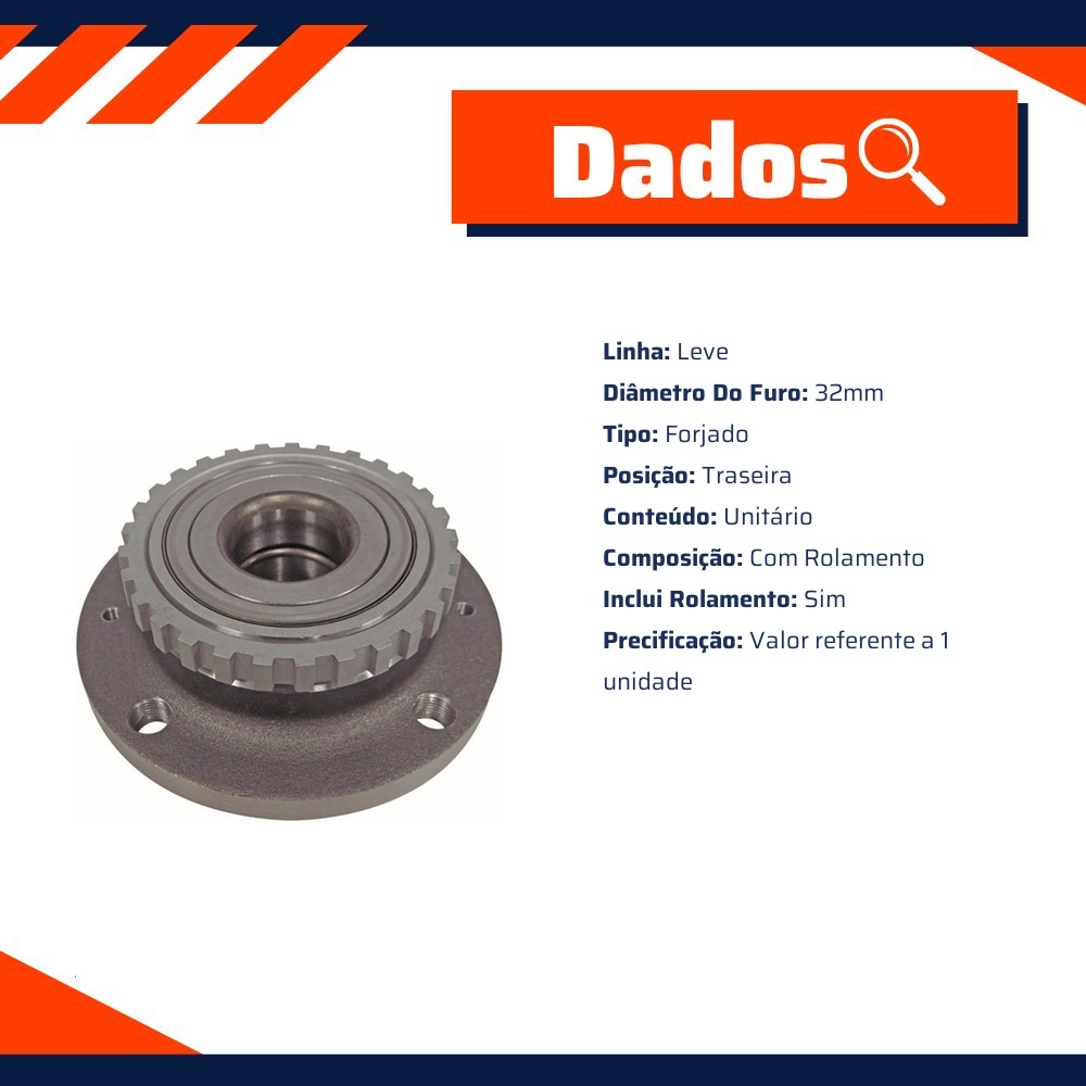 Cubo de Roda Traseiro com Rolamento - IMA - AL-979