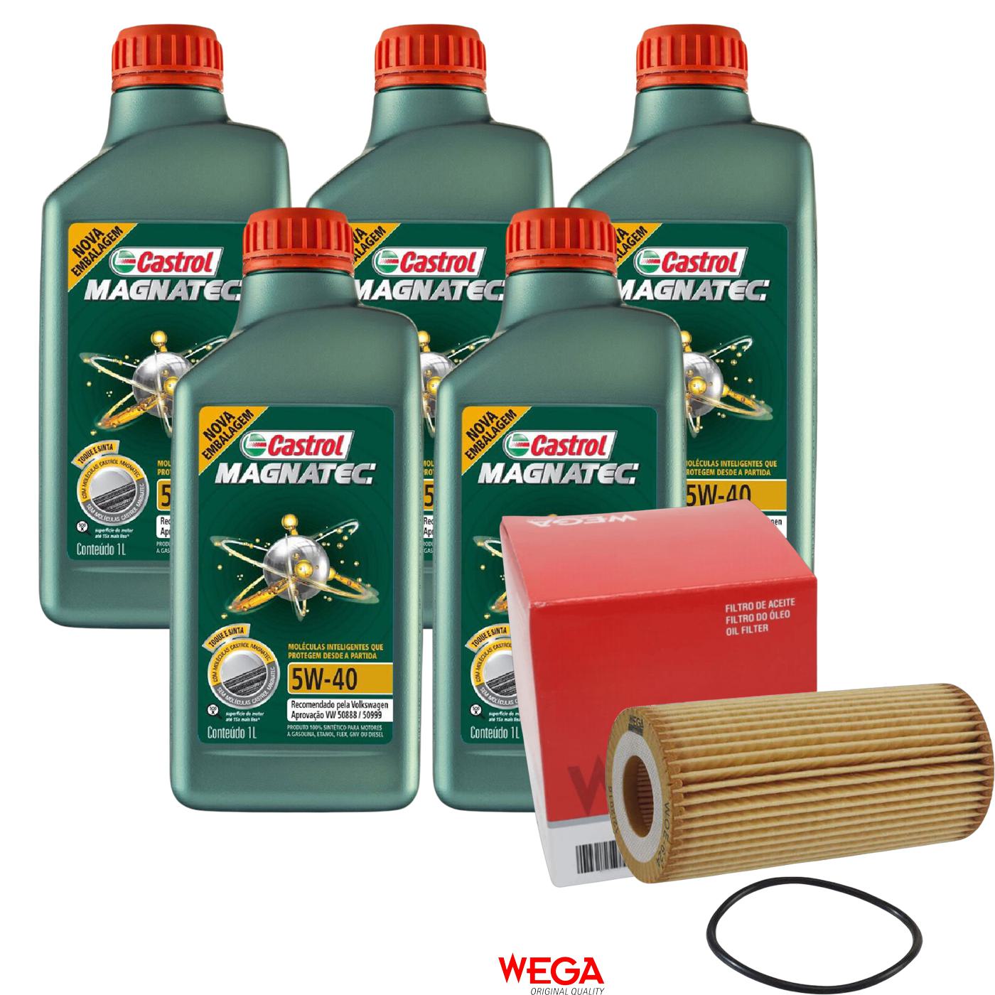 Kit Filtro e 5L Óleo Motor 5W40 Magnatec - Castrol / Wega - 3438139 / WOE-624