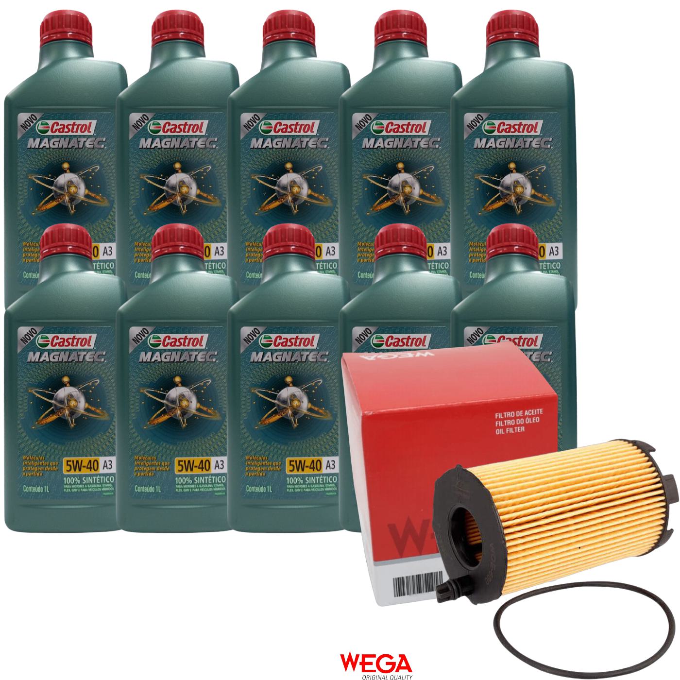 Kit Filtro e 10L Óleo Motor 5W40 Magnatec - Castrol / Wega - 3436621 / WOE-660