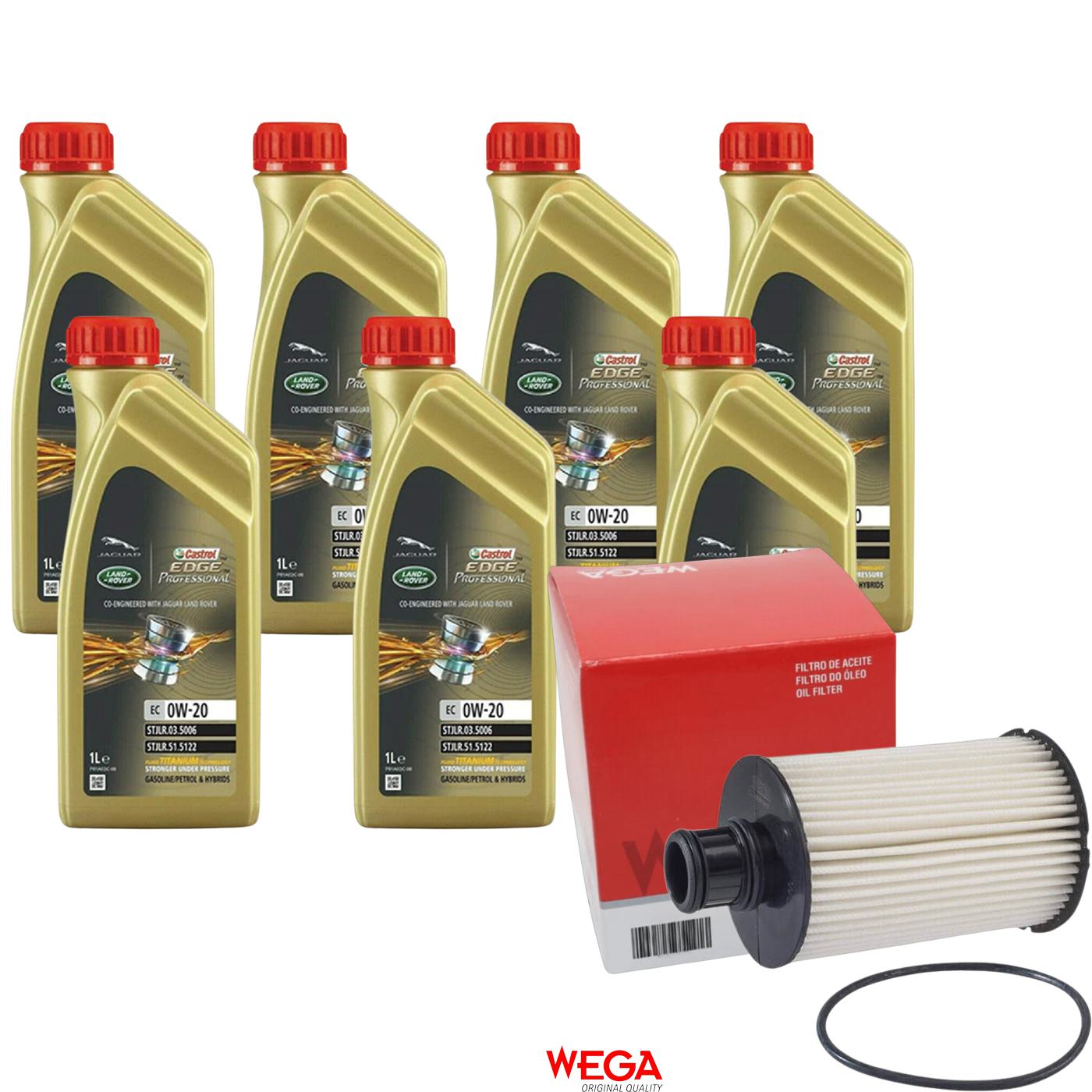 Kit Filtro e 7L Óleo Motor 0W20 Edge - Castrol / Wega - 3435390 / WOE-621