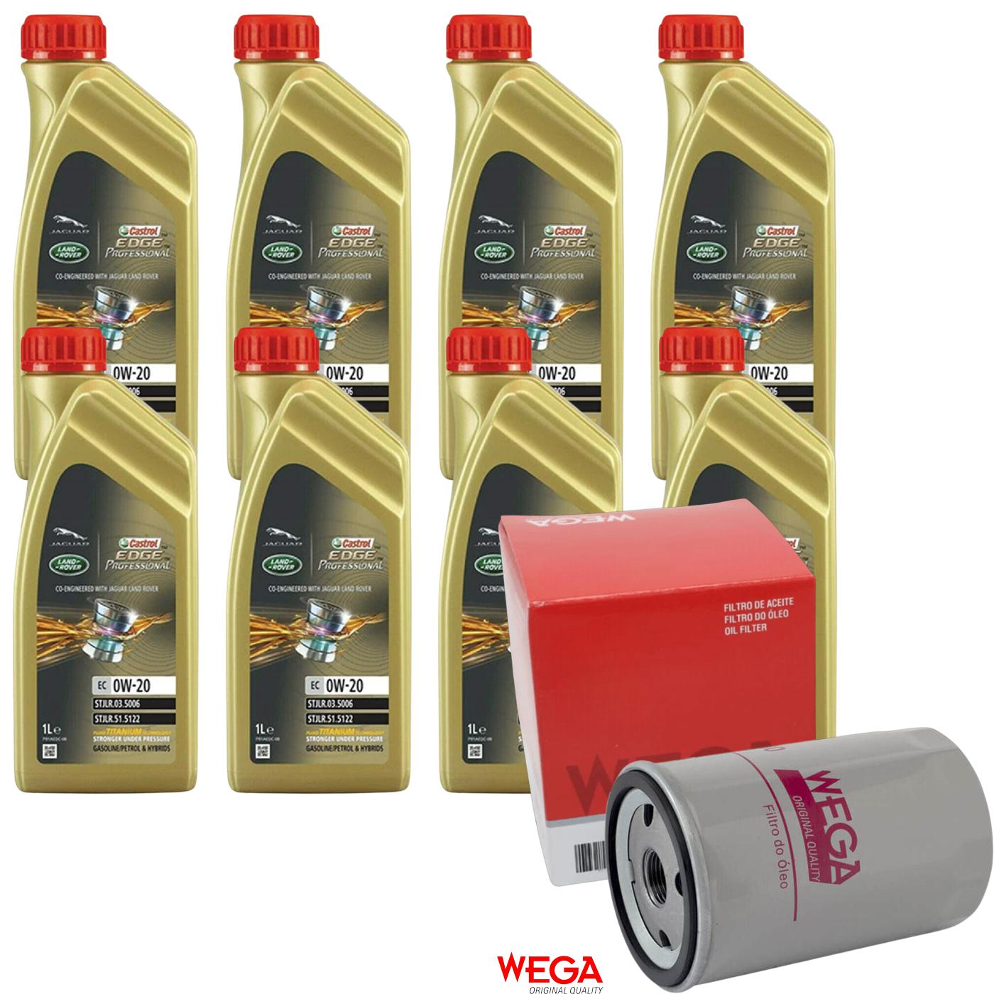 Kit Filtro e 8L Óleo Motor 0W20 Edge - Castrol / Wega - 3435390 / WO-180