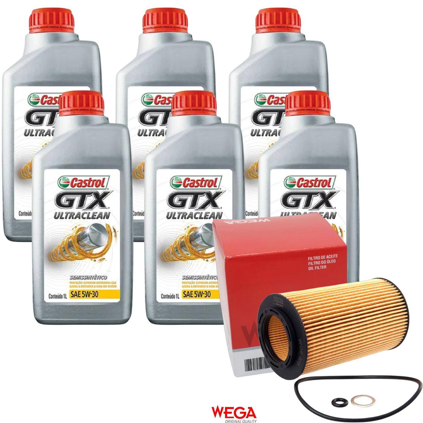 Kit Filtro e 6L Óleo Motor 5W30 GTX - Castrol / Wega - 3435995 / WOE-903