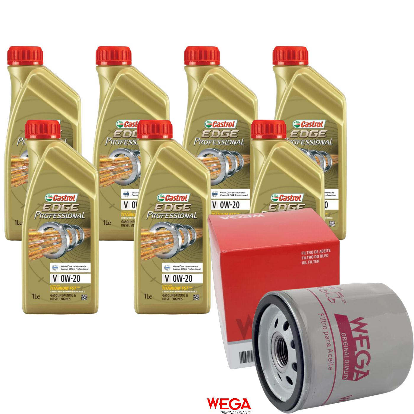 Kit Filtro e 7L Óleo Motor 0W20 Edge - Castrol / Wega - 3435230 / WO-153