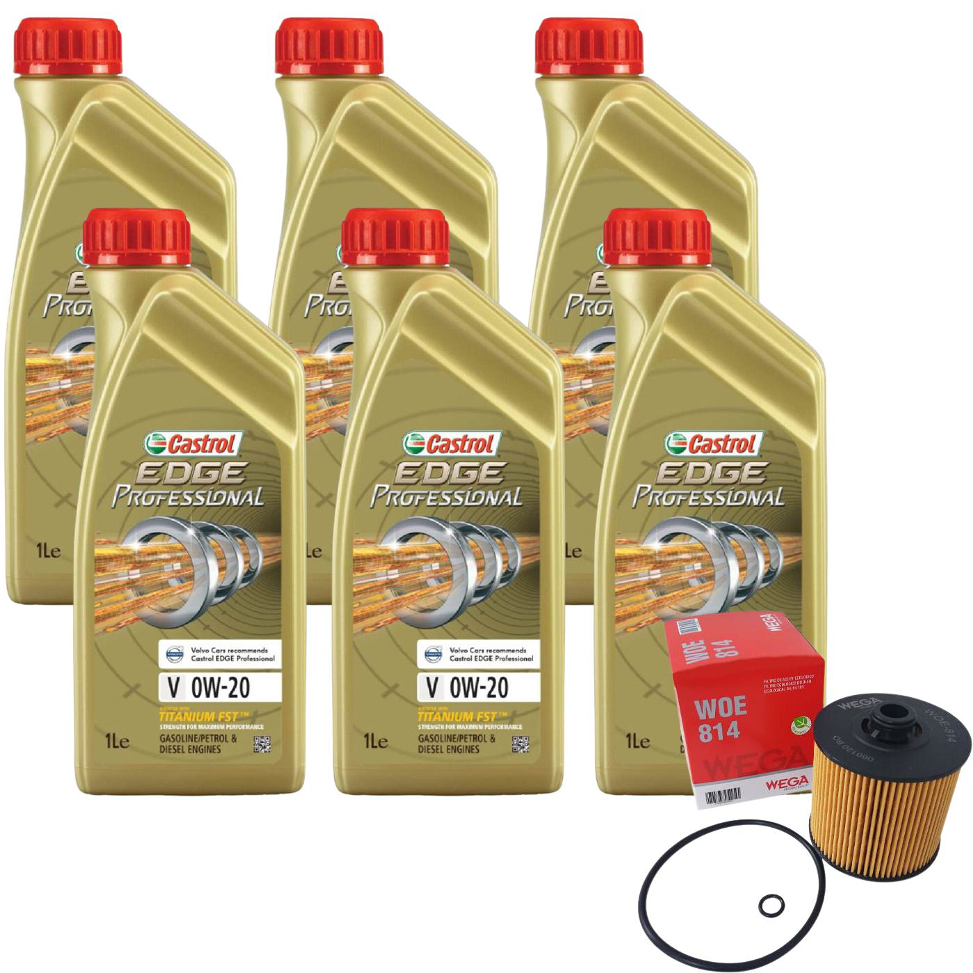 Kit Filtro e 6L Óleo Motor 0W20 Edge - Castrol / Wega - 3435230 / WOE-814