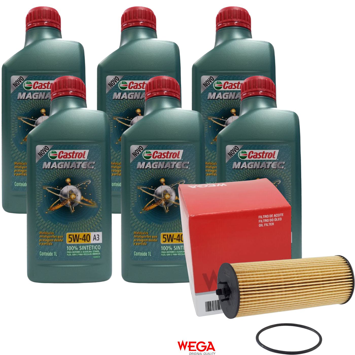 Kit Filtro e 6L Óleo Motor 5W40 Magnatec - Castrol / Wega - 3436621 / WOE-457
