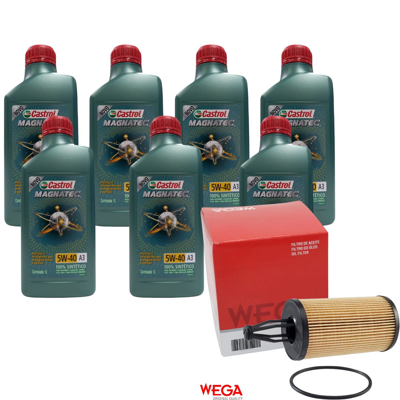 Kit Filtro e 7L Óleo Motor 5W40 Magnatec - Castrol / Wega - 3436621 / WOE-454