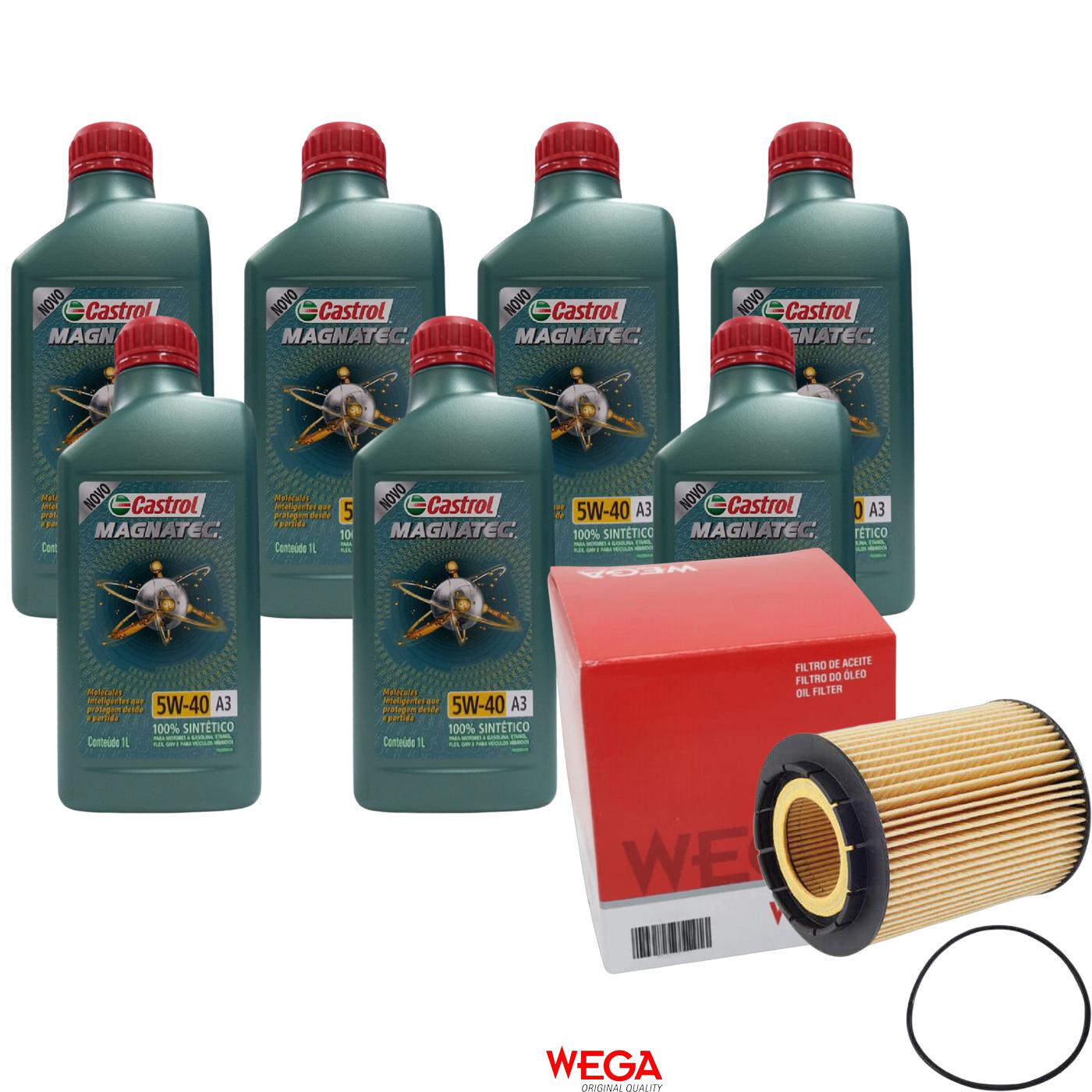 Kit Filtro e 7L Óleo Motor 5W40 Magnatec - Castrol / Wega - 3436621 / WOE-620