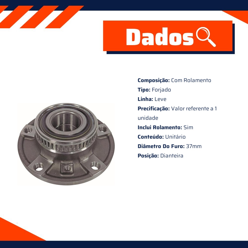 Cubo de Roda Dianteiro com Rolamento - IMA - AL-941