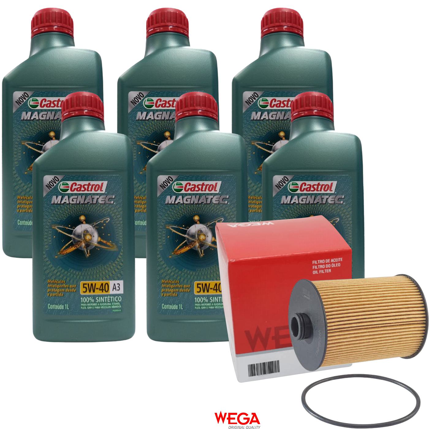 Kit Filtro e 6L Óleo Motor 5W40 Magnatec - Castrol / Wega - 3436621 / WOE-641