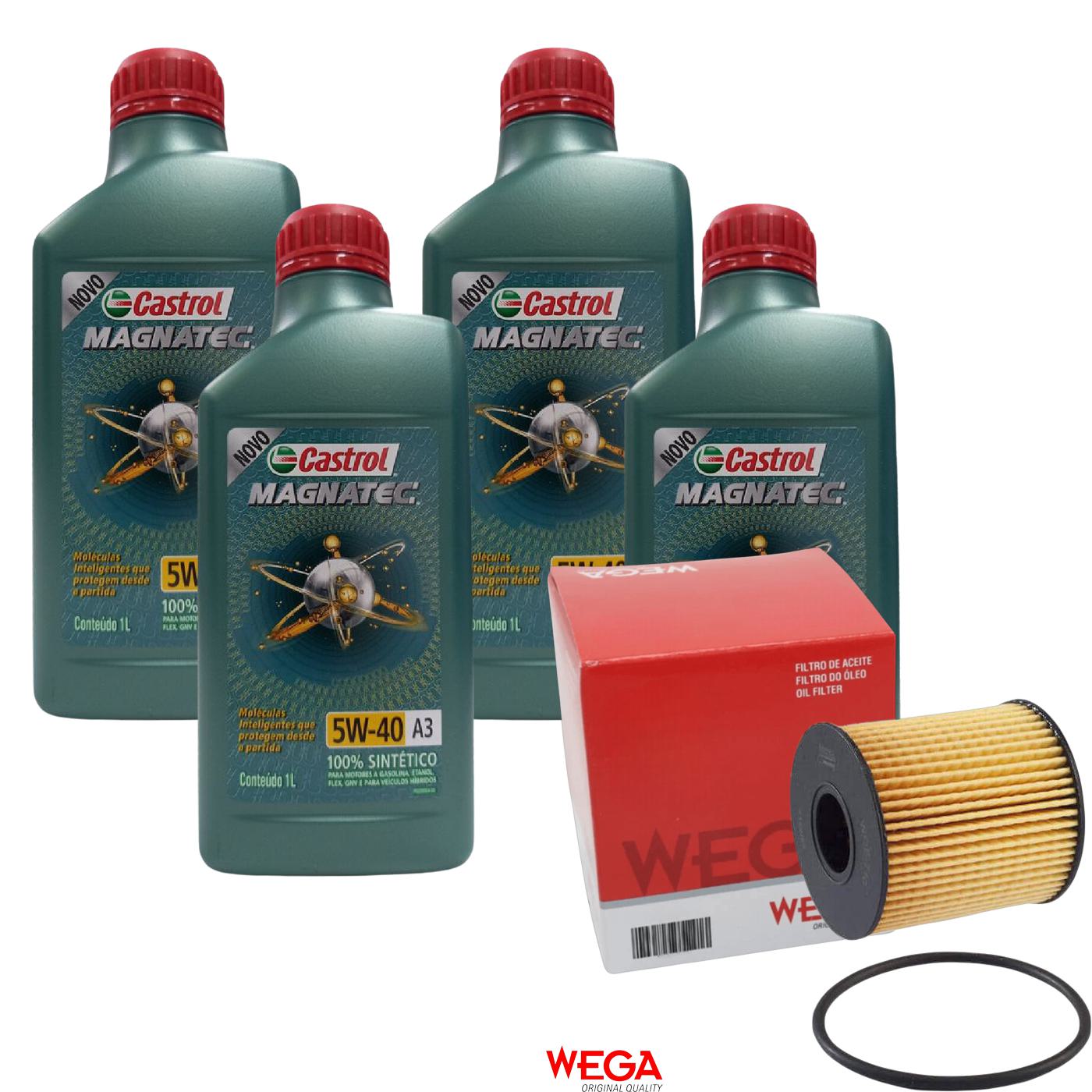 Kit Filtro e 4L Óleo Motor 5W40 Magnatec - Castrol / Wega - 3436621 / WOE-710