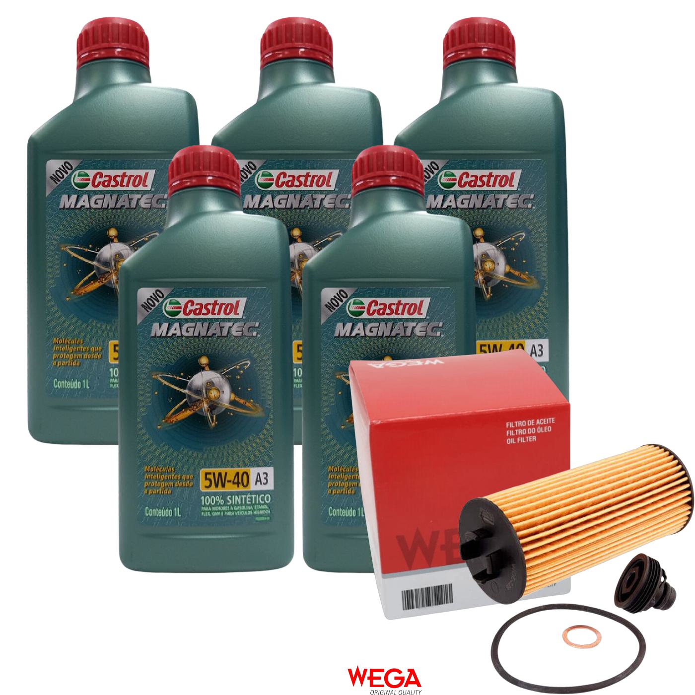 Kit Filtro e 5L Óleo Motor 5W40 Magnatec - Castrol / Wega - 3436621 / WOE-226