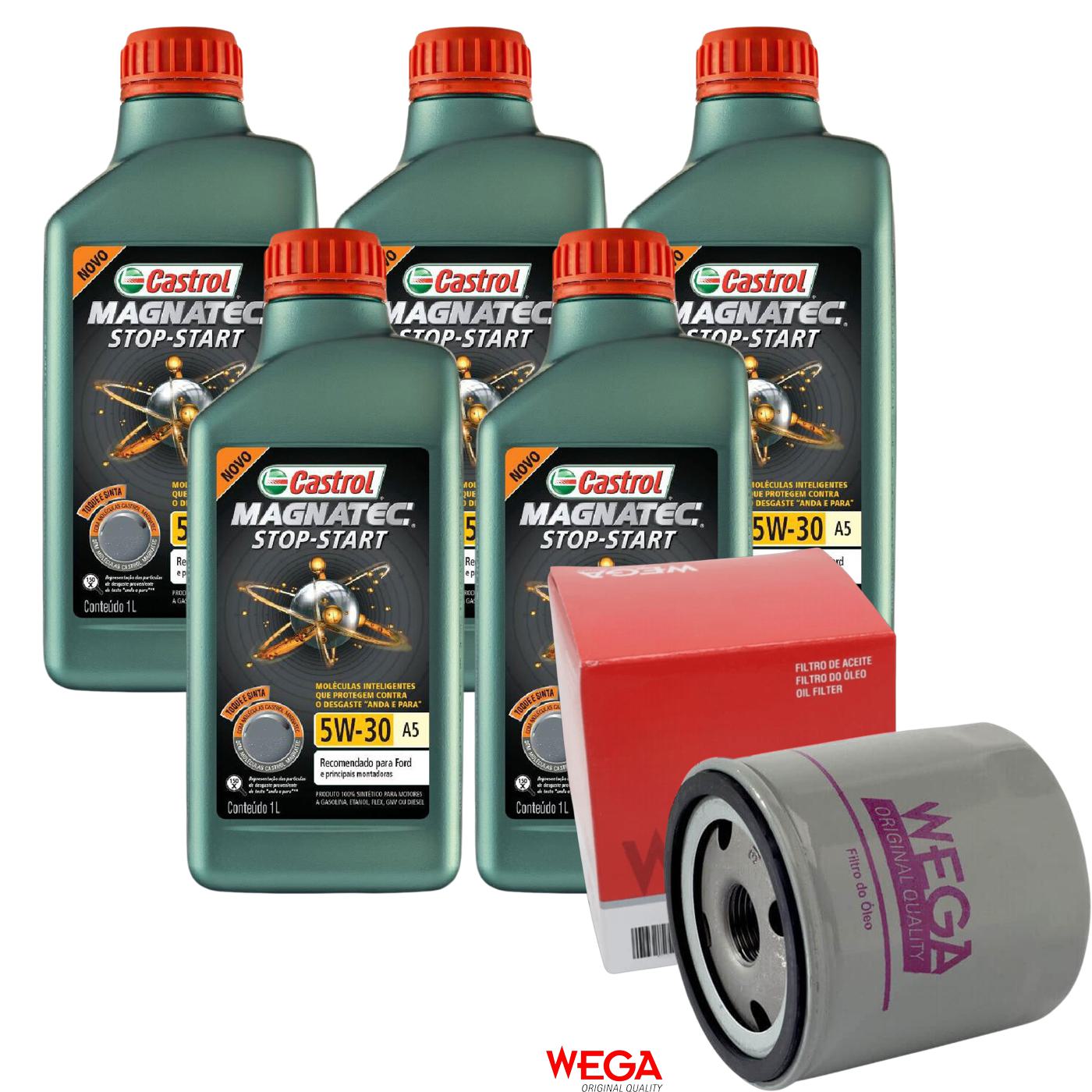 Kit Filtro e 5L Óleo Motor 5W30 Magnatec - Castrol / Wega - 3410930 / WO-140