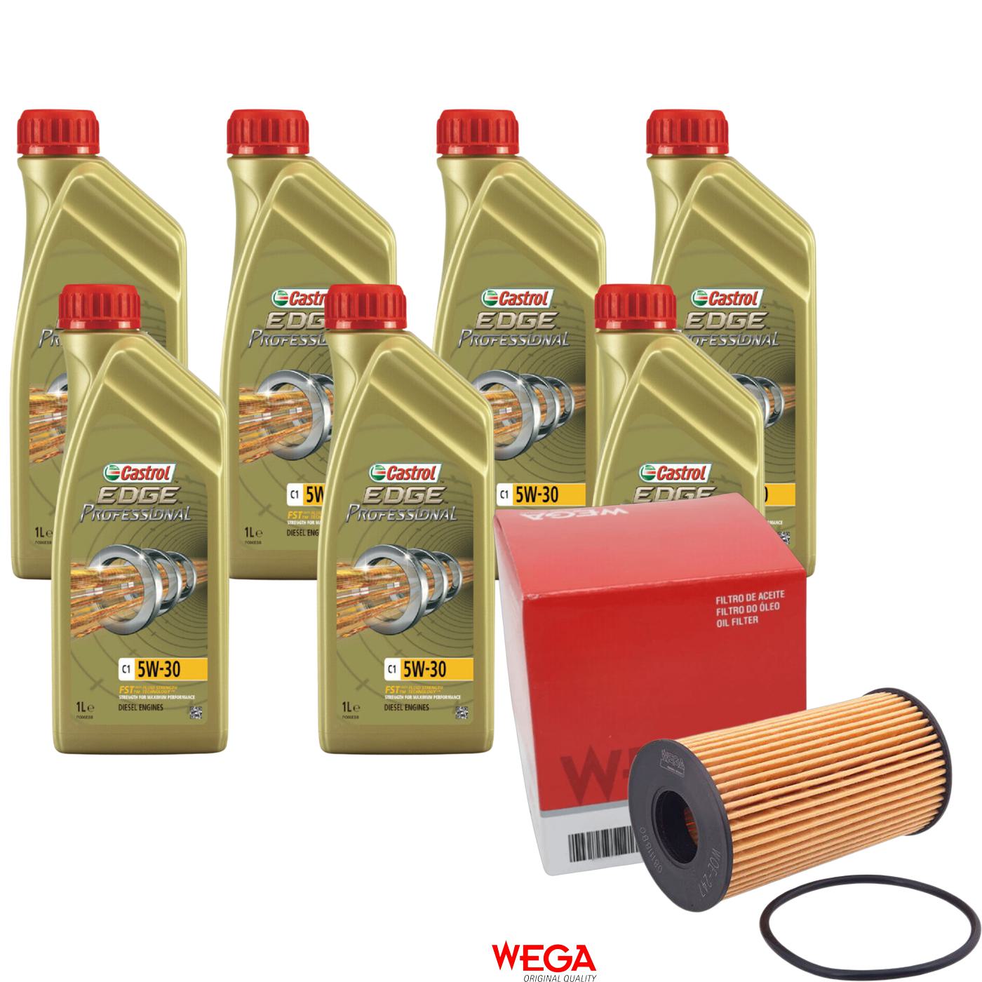 Kit Filtro e 7L Óleo Motor 5W30 Edge - Castrol / Wega - 3435580 / WOE-247