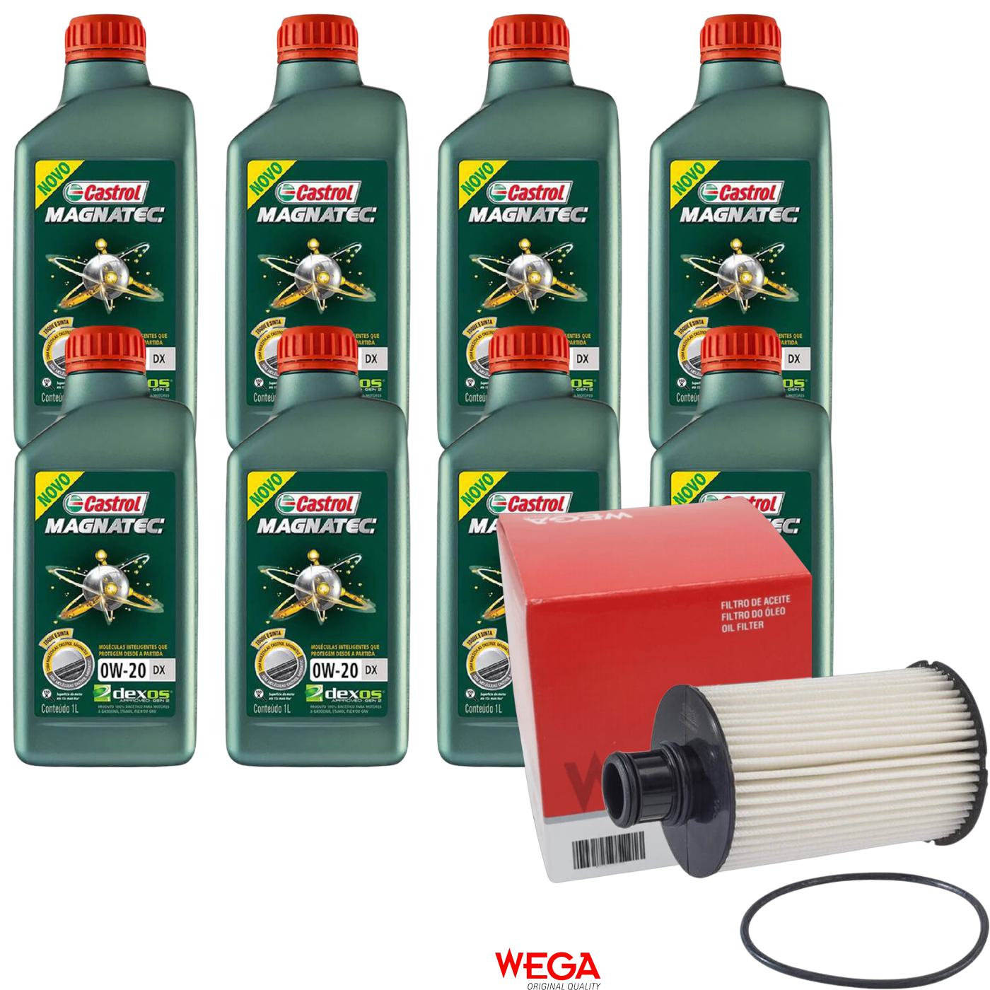 Kit Filtro e 8L Óleo Motor 0W20 Magnatec - Castrol / Wega - 3436147 / WOE-621