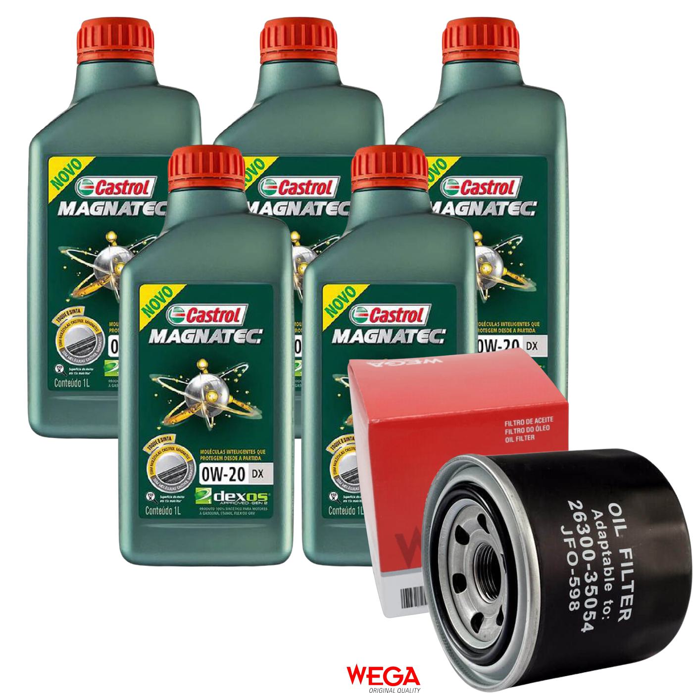 Kit Filtro e 5L Óleo Motor 0W20 Magnatec - Castrol / Wega - 3436147 / JFO-0598