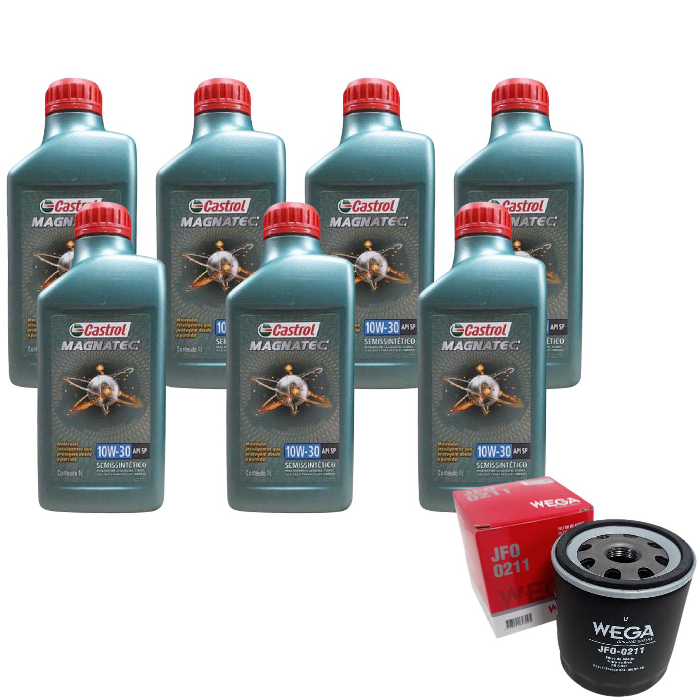 Kit Filtro e 7L Óleo Motor 10W30 Magnatec - Castrol / Wega - 3436554 / JFO-0211