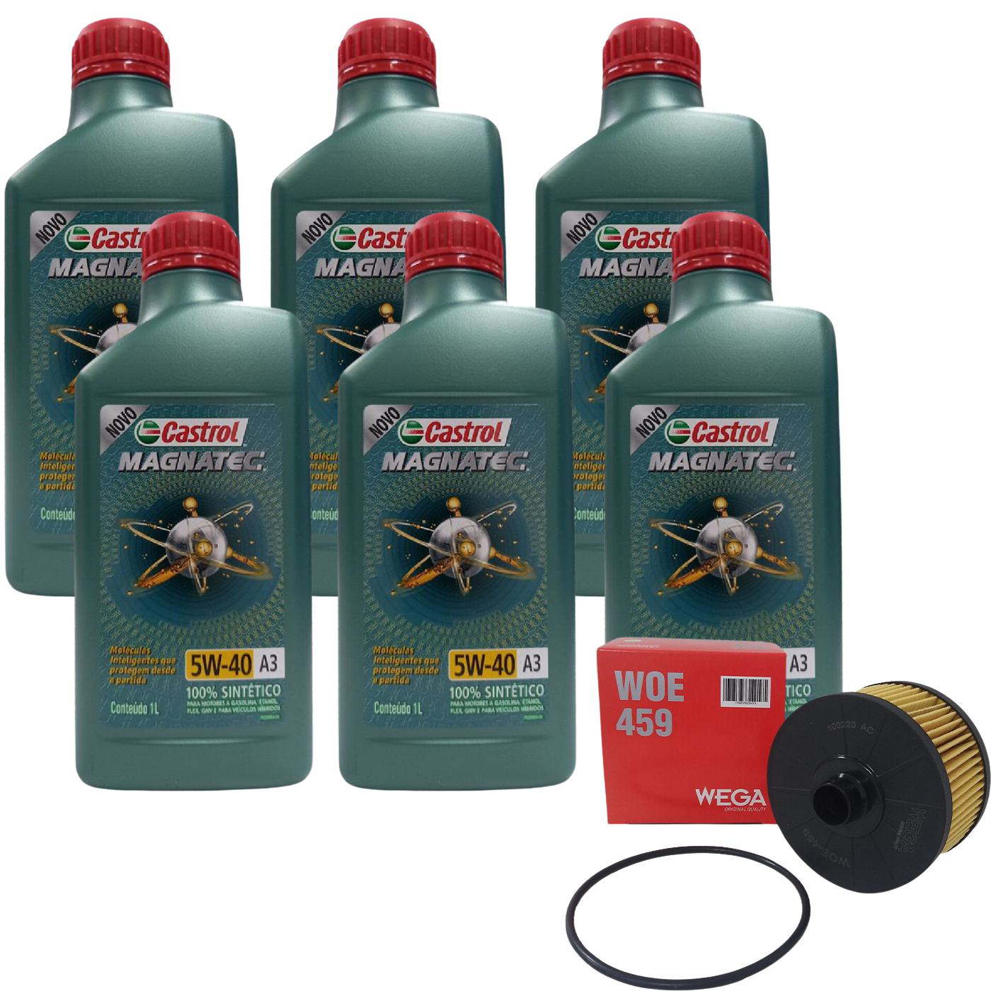 Kit Filtro e 6L Óleo Motor 5W40 Magnatec - Castrol / Wega - 3436621 / WOE-459