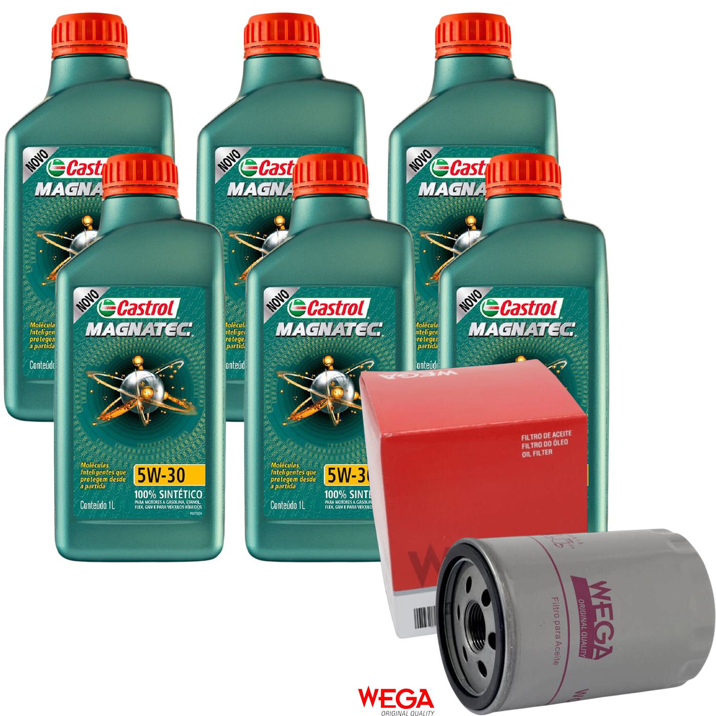 Kit Filtro e 6L Óleo Motor 5W30 Magnatec - Castrol / Wega - 3434565 / WO-136