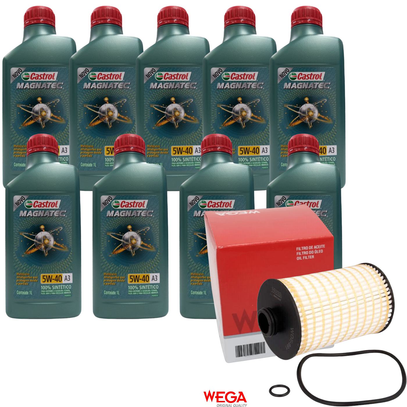 Kit Filtro e 9L Óleo Motor 5W40 Magnatec - Castrol / Wega - 3436621 / WOE-691