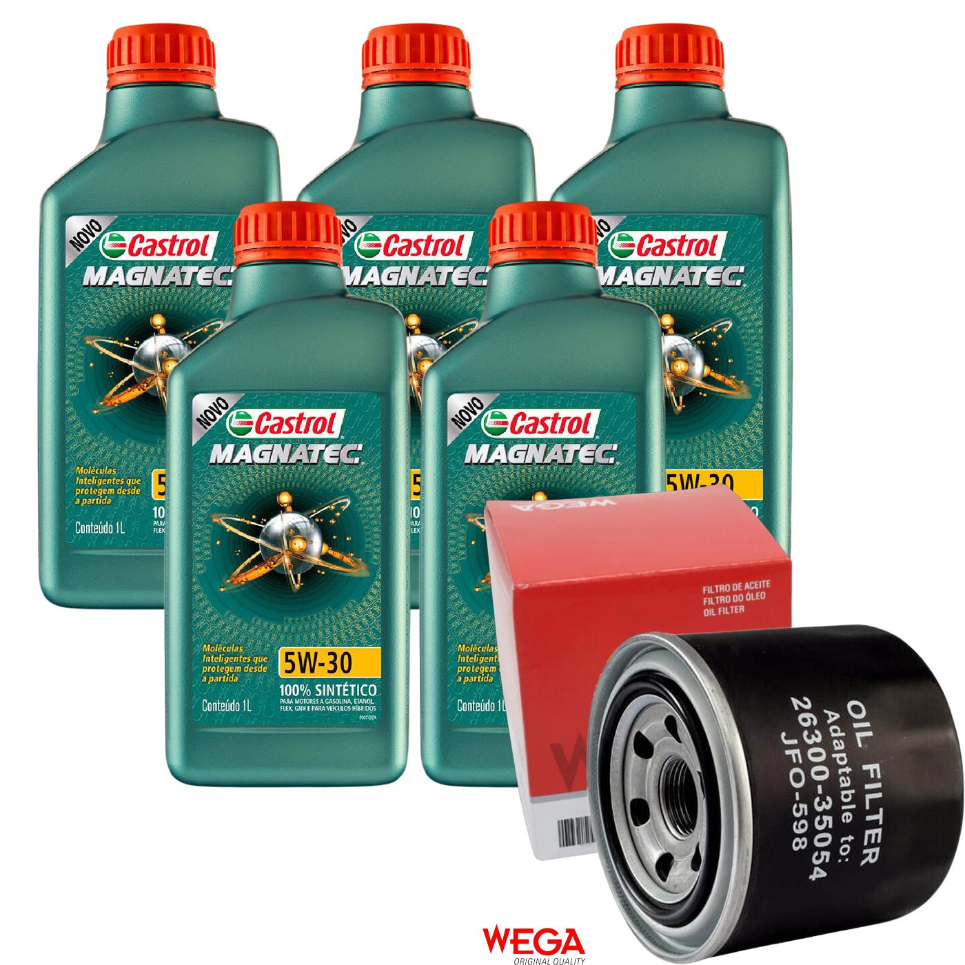 Kit Filtro e 5L Óleo Motor 5W30 Magnatec - Castrol / Wega - 3434565 / JFO-0598