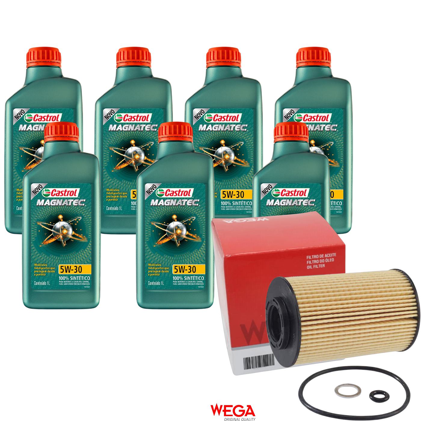 Kit Filtro e 7L Óleo Motor 5W30 Magnatec - Castrol / Wega - 3434565 / WOE-905