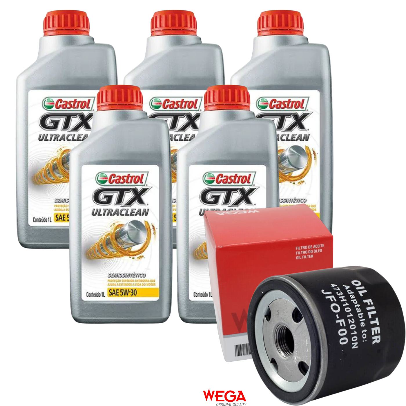 Kit Filtro e 5L Óleo Motor 5W30 GTX - Castrol / Wega - 3435995 / JFO-0F00