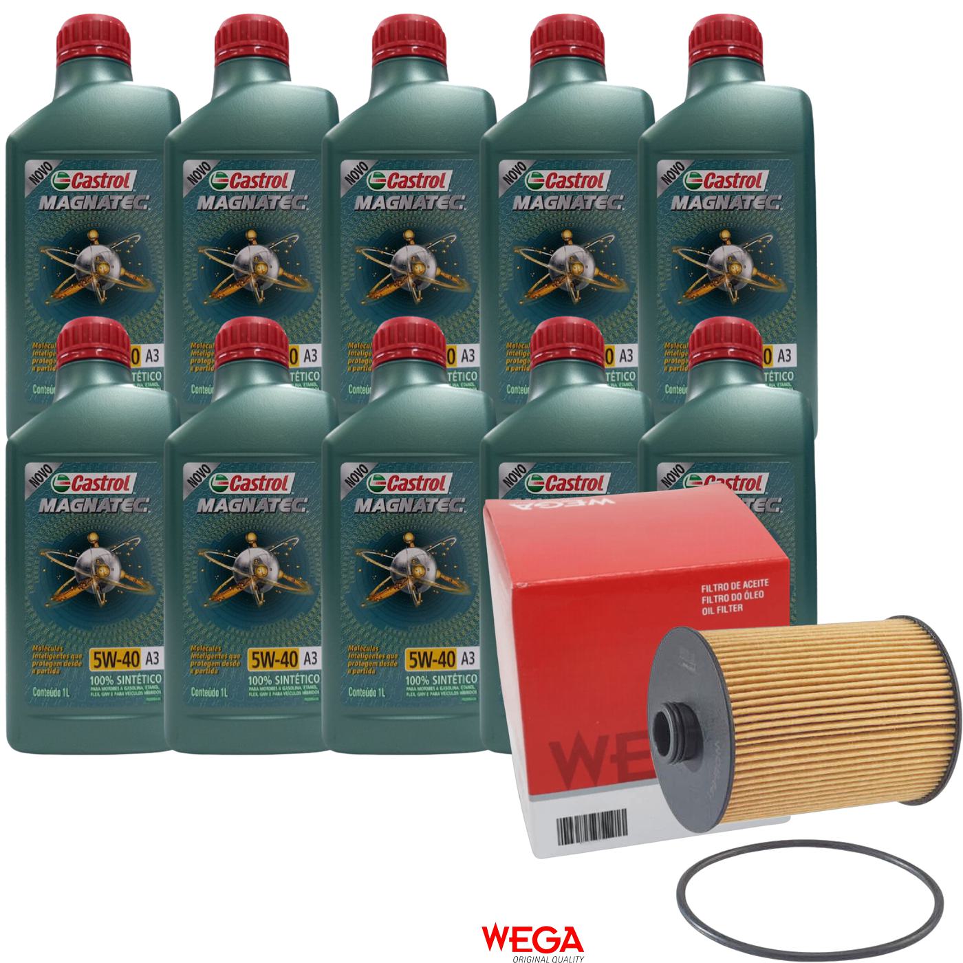 Kit Filtro e 10L Óleo Motor 5W40 Magnatec - Castrol / Wega - 3436621 / WOE-641