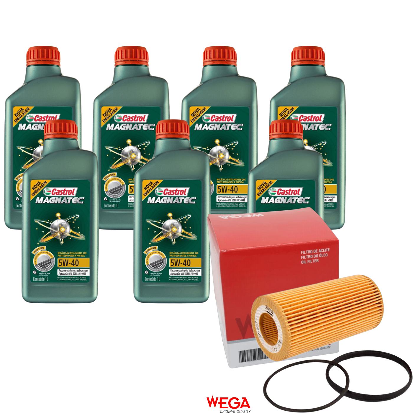 Kit Filtro e 7L Óleo Motor 5W40 Magnatec - Castrol / Wega - 3438139 / WOE-640