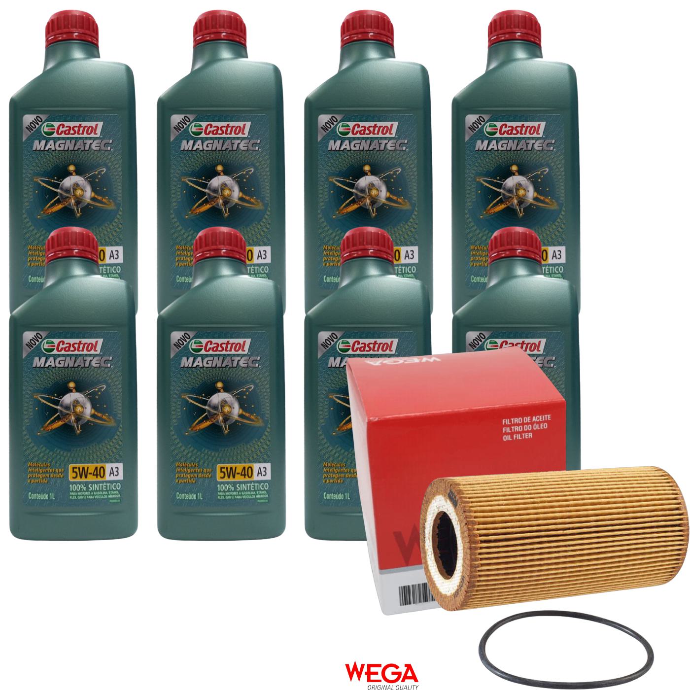 Kit Filtro e 8L Óleo Motor 5W40 Magnatec - Castrol / Wega - 3436621 / WOE-631