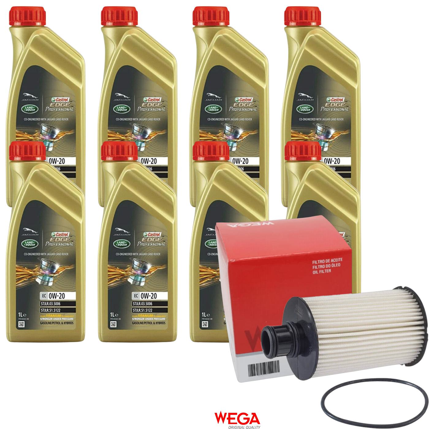 Kit Filtro e 8L Óleo Motor 0W20 Edge - Castrol / Wega - 3435390 / WOE-621