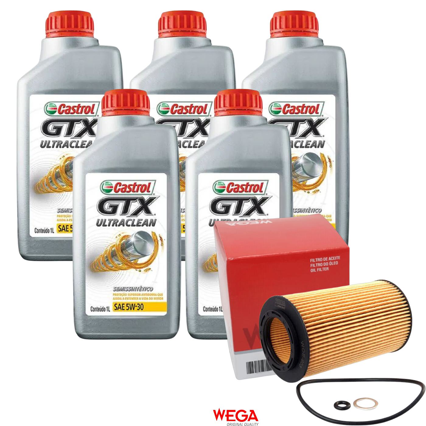 Kit Filtro e 5L Óleo Motor 5W30 GTX - Castrol / Wega - 3435995 / WOE-903