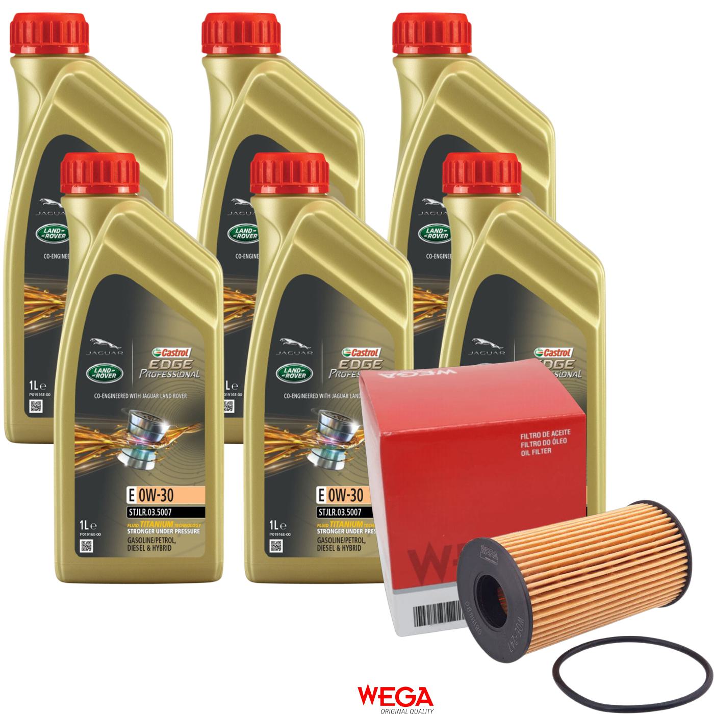 Kit Filtro e 6L Óleo Motor 0W30 Edge - Castrol / Wega - 3435189 / WOE-247