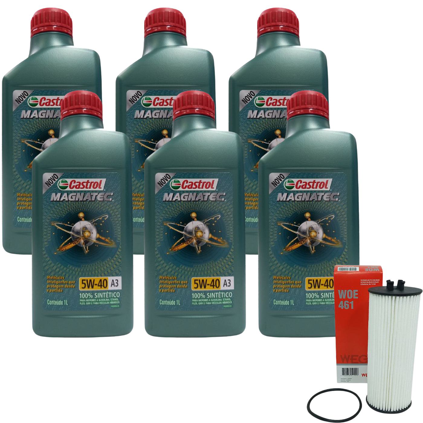 Kit Filtro e 6L Óleo Motor 5W40 Magnatec - Castrol / Wega - 3436621 / WOE-461