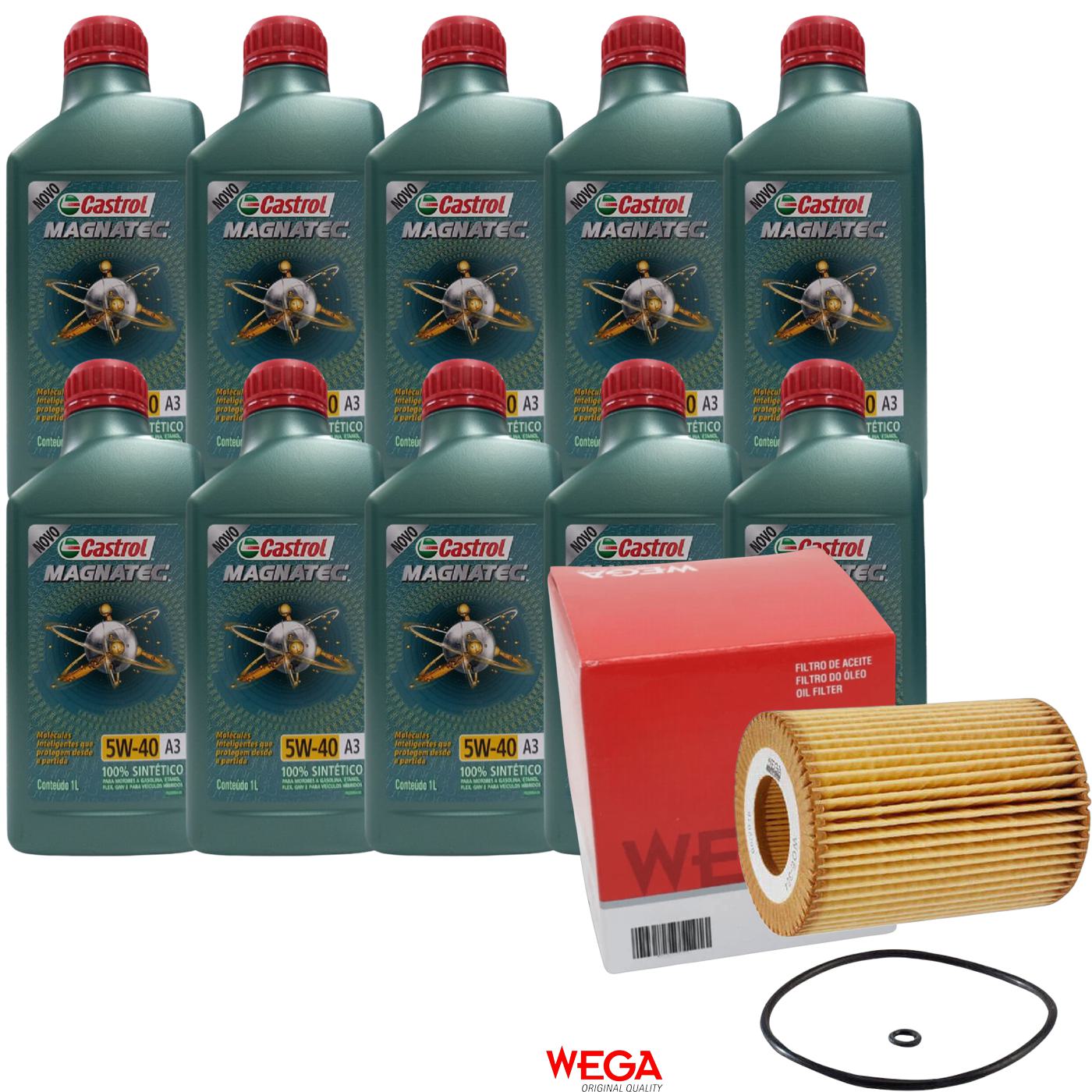 Kit Filtro e 10L Óleo Motor 5W40 Magnatec - Castrol / Wega - 3436621 / WOE-304