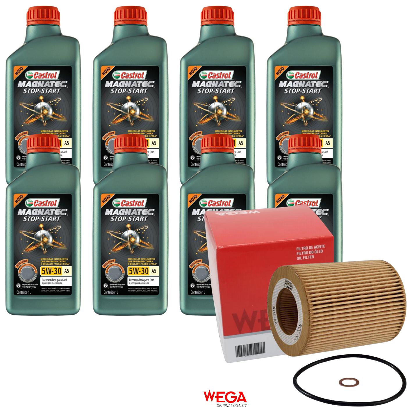 Kit Filtro e 8L Óleo Motor 5W30 Magnatec - Castrol / Wega - 3410930 / WOE-801