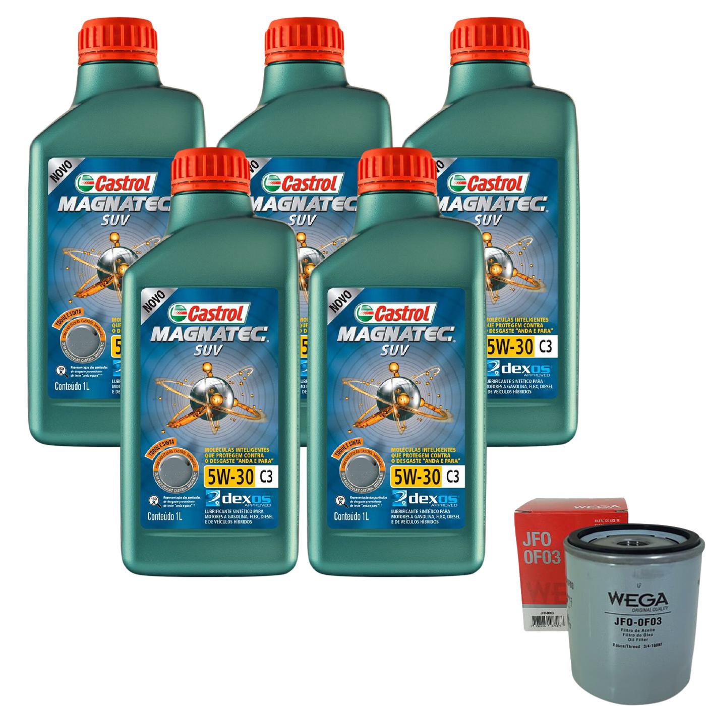 Kit Filtro e 5L Óleo Motor 5W30 Magnatec - Castrol / Wega - 3430831 / JFO-0F03