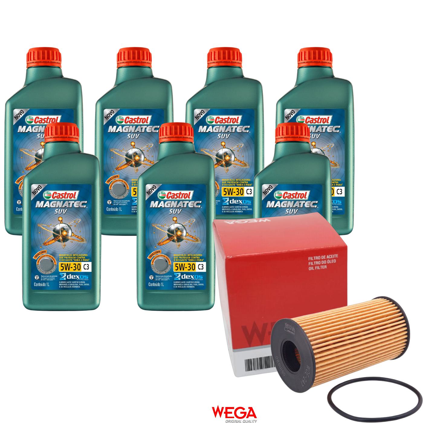 Kit Filtro e 7L Óleo Motor 5W30 Magnatec - Castrol / Wega - 3430831 / WOE-247