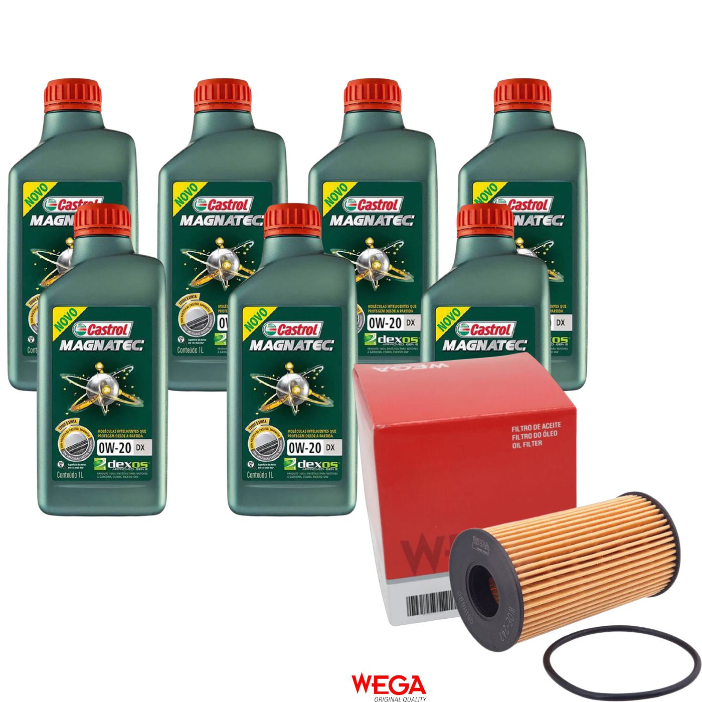 Kit Filtro e 7L Óleo Motor 0W20 Magnatec - Castrol / Wega - 3436147 / WOE-247